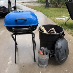 Americana Charcoal BBQ Bundle + Weatherproof Storage Bin & Starters