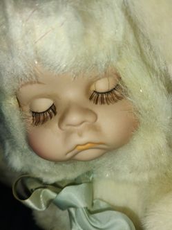 Vintage music box baby face doll with moving parts $60