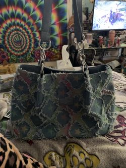 Distressed Denim Multicolor Purse