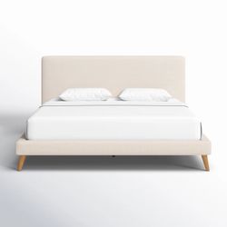 Bed Frame & Headboard - King - AllModern - Williams Upholstered - Light Gray