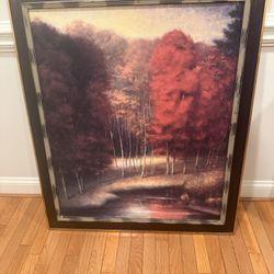 35x46 Vermillion Painting With Frame