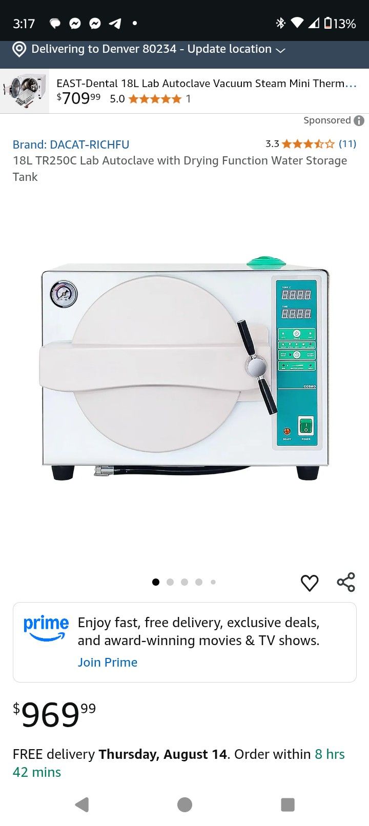 18L TR250C Lab Autoclave with Drying Function Water Storage Tank