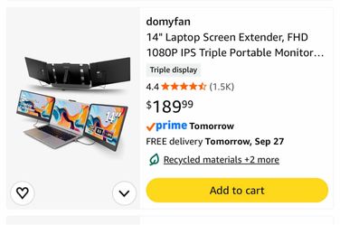 14” Triple Laptop Screen Extender – Dual Portable Monitors – BRAND NEW IN BOX – $150
