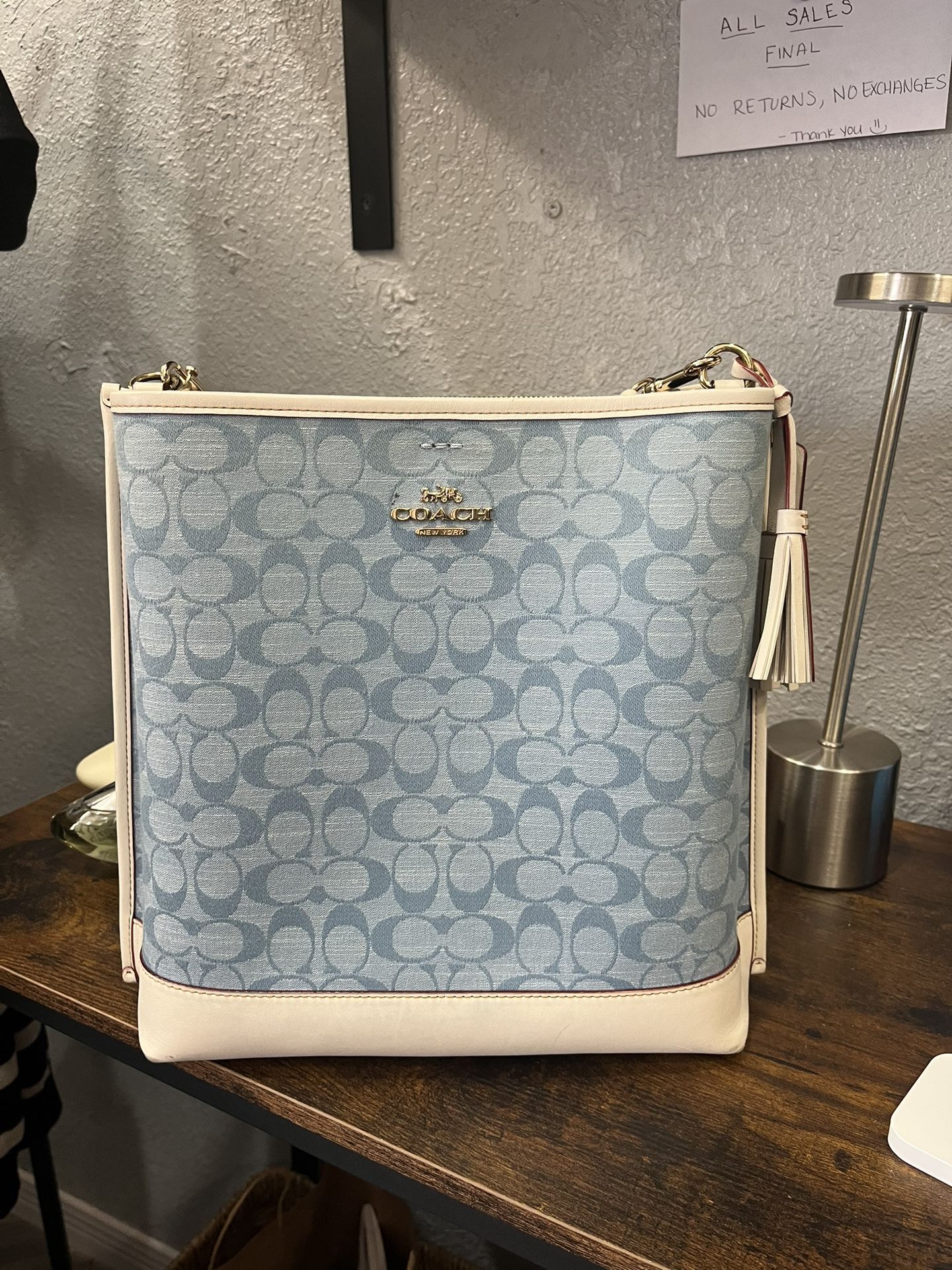 Coach Purse: Mollie Bucket 22 In Signature Chambray