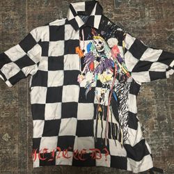 Amiri Shirt: Wes Lang Skull Bowling Silk Shirt Small Mens Black 