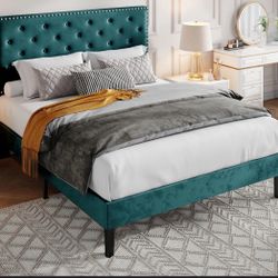 Queen Bed frame With Mattress And Mattress Protector 