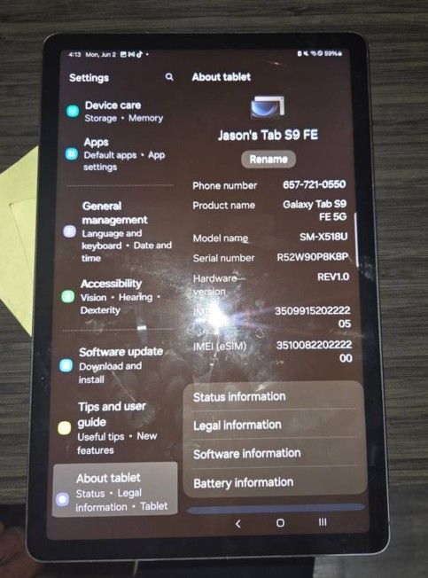 Samsung Galaxy S9 FE Tablet
