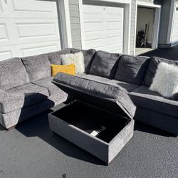 Dark Gray Sectional+Ottoman With Storage 🩶