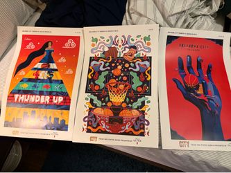 3 OKC Thunder City Nights Posters