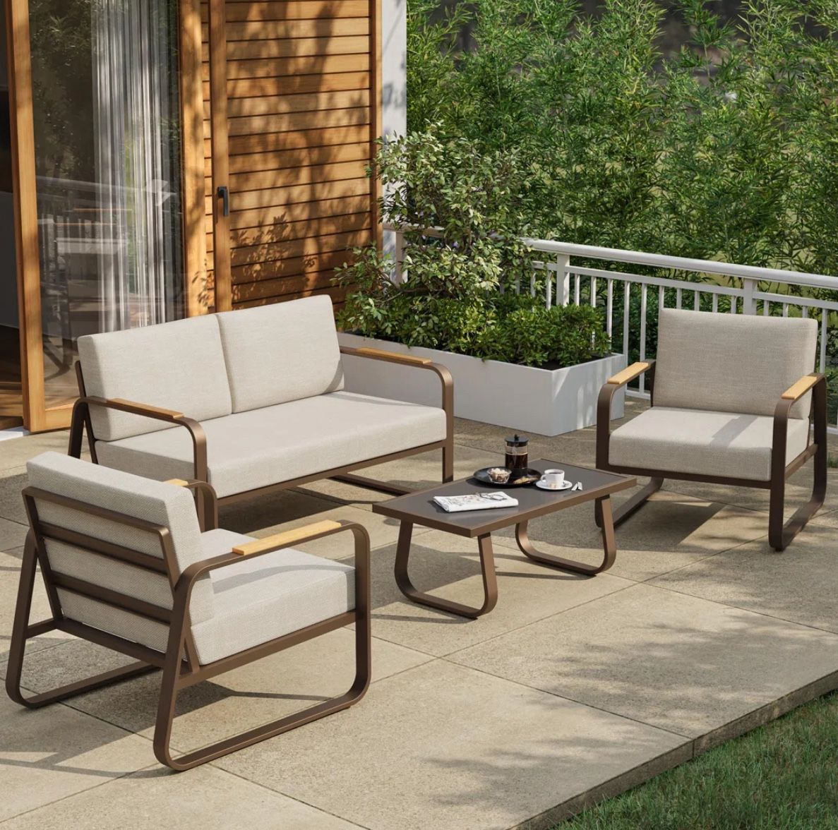 East Oak 4-Piece Patio Furniture Set – New in Box