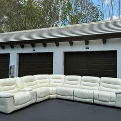 Couch/Sofa Sectional - Recliners - Off White - Real Leather - Cheers - Delivery Available 🚛