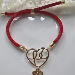 Gold Plated Fe Charm Bracelet, Stacking Bracelet for Her, Heart and Gold Plated Beads, Charm Bracelets for Women