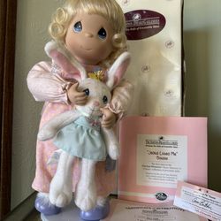 Precious Moments Vintage 2002Porcelain Doll with Bunny.