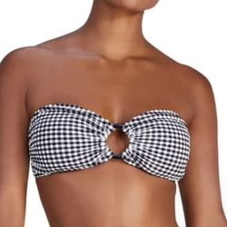 kate spade new york Gingham Ring Bandeau Bikini Top-XS