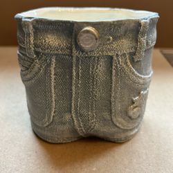 Denim / Jeans planter - ceramic Flower pot 4"