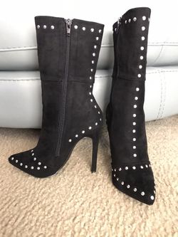 Studded Black Boots. Size 6