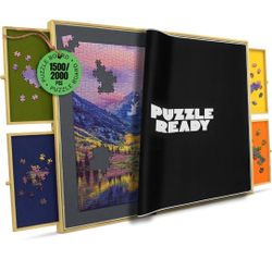 Puzzle Board with Drawers & Cover Mat - 1500/2000 Pieces Wooden Jigsaw Puzzle Table - 40.5" X 27" Portable Puzzle Board with Cover for Puzzlers - Colo