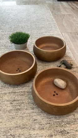 Set of 3 Heavyweight Designer Planters / Bowls (9" x 4") – Premium Antique Gold Finish