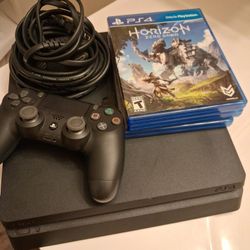 Playstation Slim 4 Come With Cable Cords 3 Games 🎮 One Controller Great Condition 