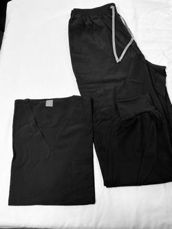 Black Scrub Set Top and Pants