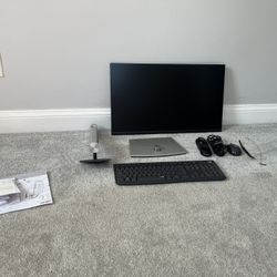 Never Used Virtual Office Equipment 24 inch Dell external monitor Logitech keyboard and mouse. Connecting cords, stands and base. Instructions and box
