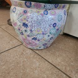 porcelain pot with custom made glass