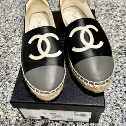 Authentic Chanel CC Logo Espadrille Shoes - Size 39 EU