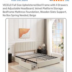 Full Size Bed Frame Cream Color