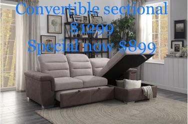Convertible sectional pull out Bed with storage chaise