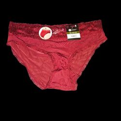 Silky Lace Trim Hipster Panties Size XL