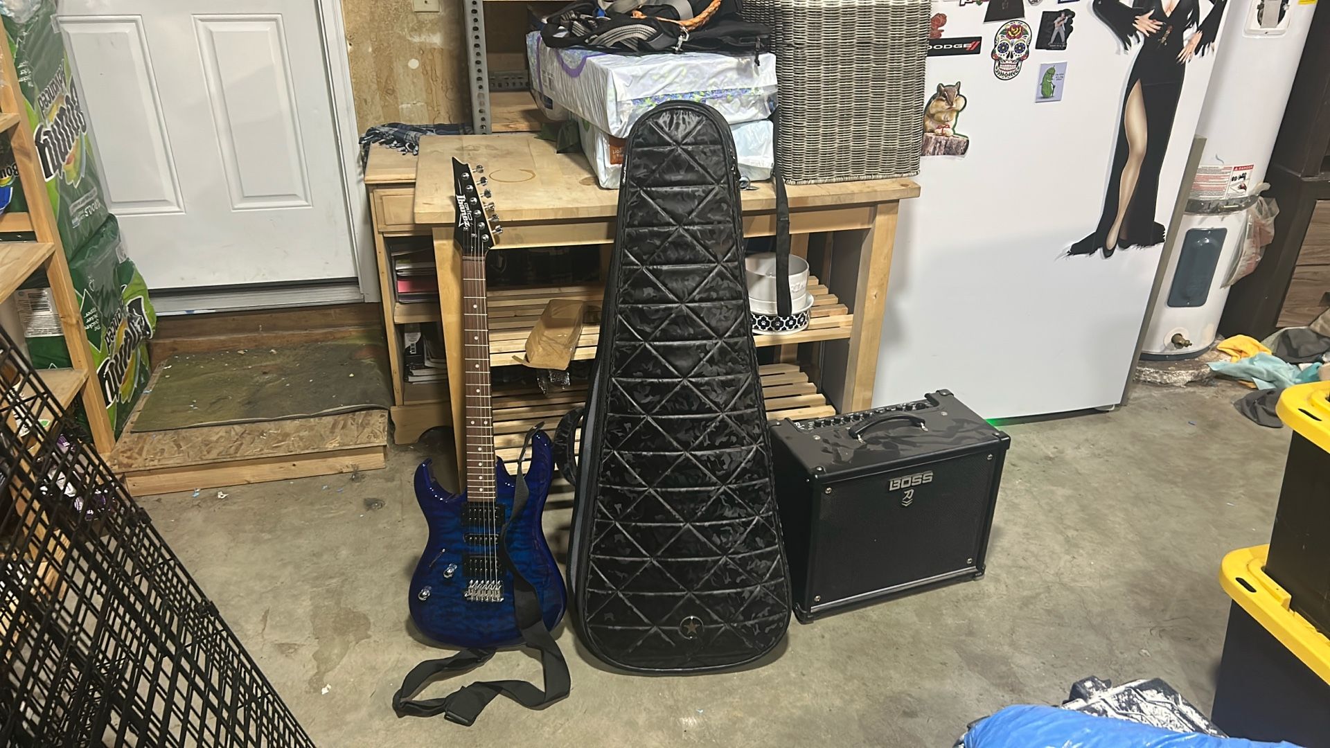 Ibanez Guitar And Case And Amp