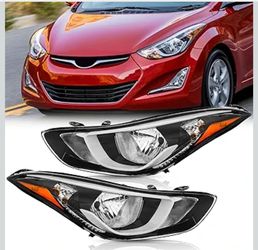 Headlights Assembly Compatible with 2014 2015 2016 Hyundai Elantra, USA-BUILT Head Light Replacement with Bulbs, 921013Y23Y500 Passenger & Dri