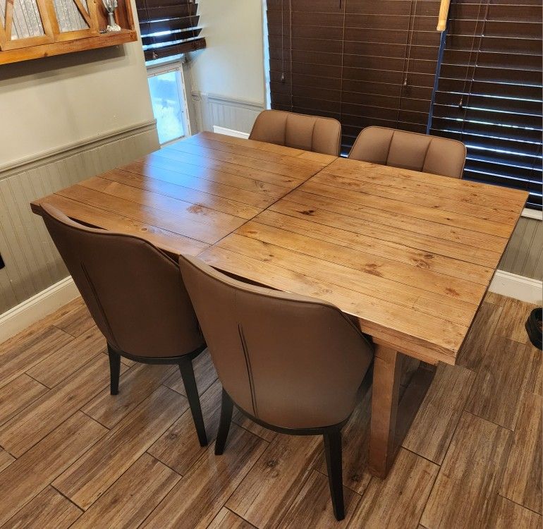 5 Piece Dining Set Table Farmhouse style (Extendable) solid Wood with 4 Chairs read description for details