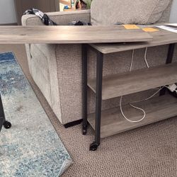 L-shaped Moveable Desk With Shelves