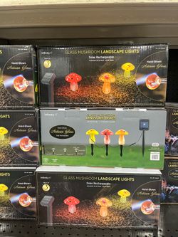 Infinity X1 Solar Glass Mushroom Lights, 3-count