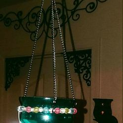 NEW WITH TAGS WORLD MARKET TEAL BEADED TEA LIGHT TEALIGHT CANDLE HOLDER HANGING CHANDELIER WALL DECOR