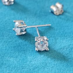 D Color Moissanite Stud Earrings – 0.25ct Each, 925 Sterling Silver