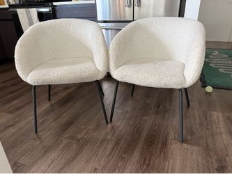 Set of 2 Bouclé Accent Dining Chairs – Cream