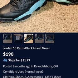 Jordan 13 Retro Black Island Green 
