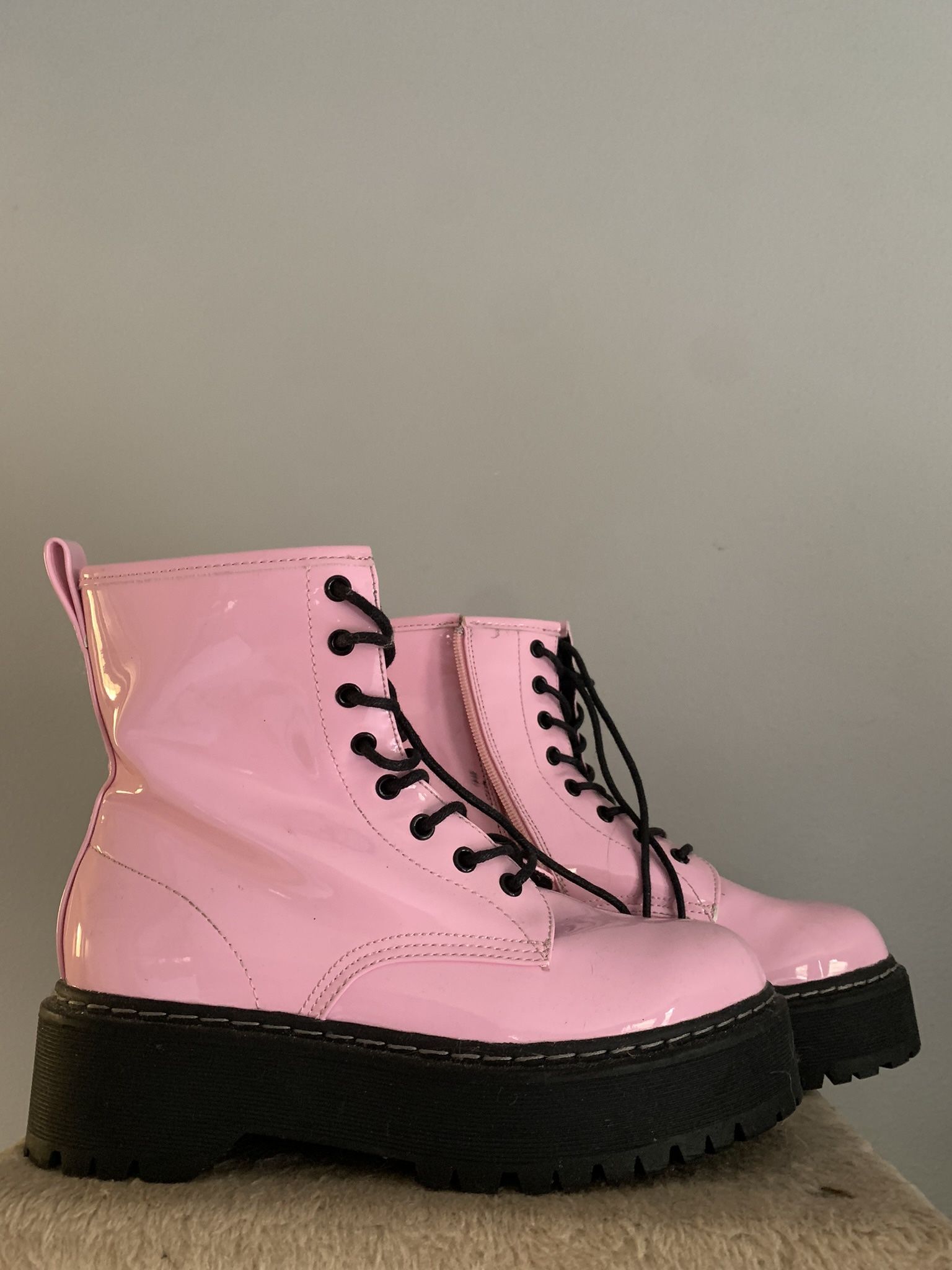 Pink Steve Madden platform boots