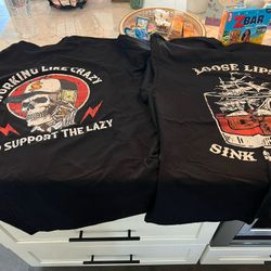 Working Like Crazy To Support Lazy & Loose Lips Sink Ships Cotton Men’s Shirts Size 2XL BRAND NEW