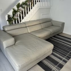 Real Leather Sofa Italian Grey 