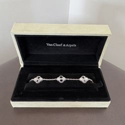 Van Cleef & Arpels Alhambra 5 Motifs “Guilloché” White Gold Bracelet