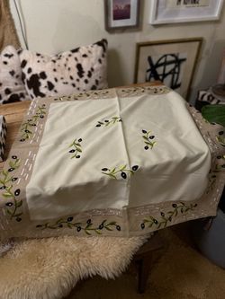 New Italian amalfi coast Embroidered Olive Branch Tablecloth