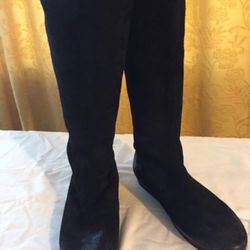 New Suede Zipper Up Back Flat Boots Sz8