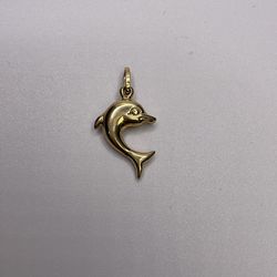 14k 1.3g semi solid dolphin pendant
