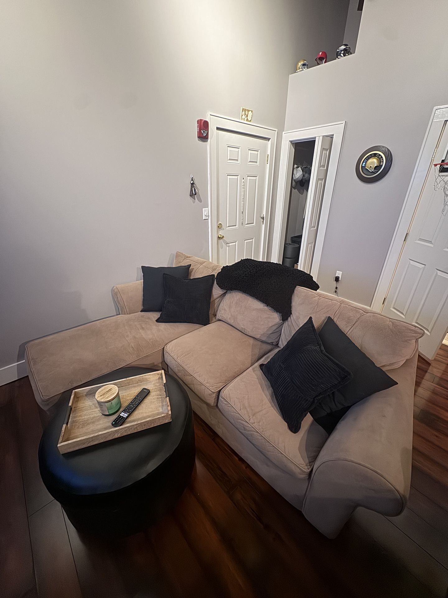 Beige Sectional Sofa & Ottoman