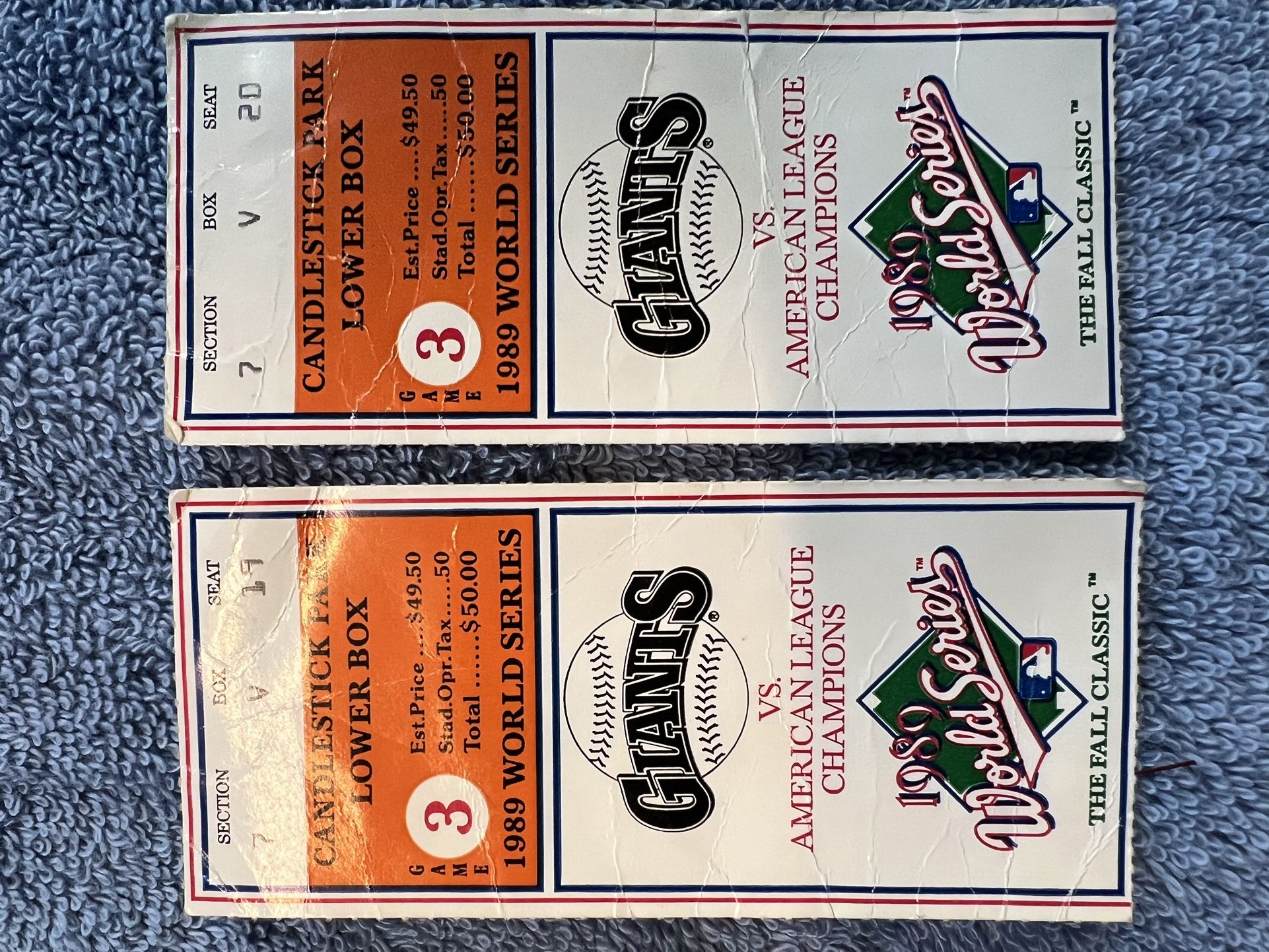 Bay Bridge World Series Ticket Stubs