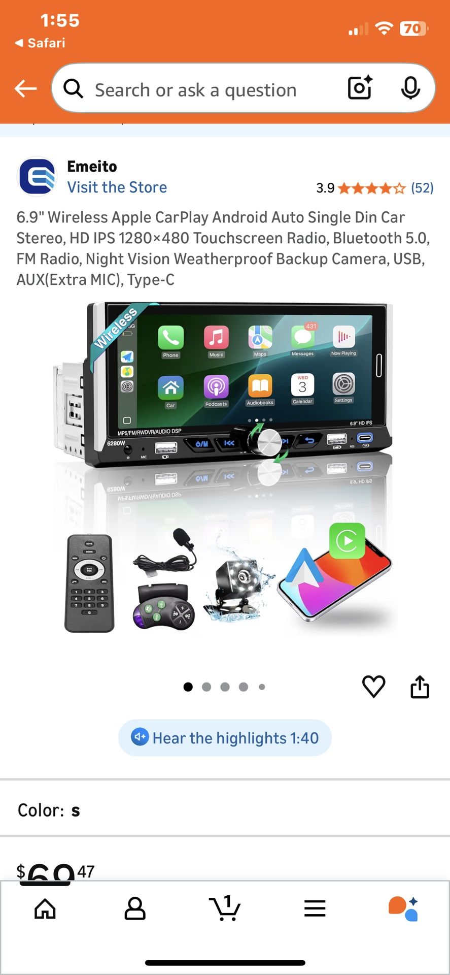 6.9’ Bluetooth Radio W Remote