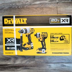 DEWALT 20V MAX XR Cordless Drill Combo Kit, Hammer Drill & Impact Driver with Battery and Charger Included, Power Detect Technology (DCK299D1W1)